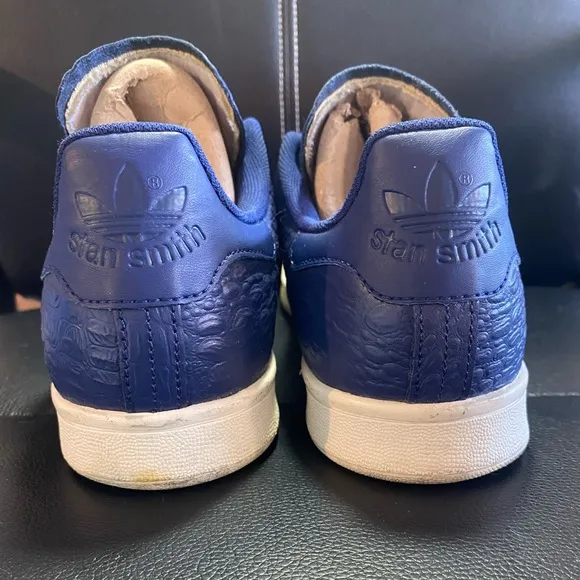 Adidas Stan Smith Vibrant Blue Crocodile Textured Low-Top Sneakers Size 10