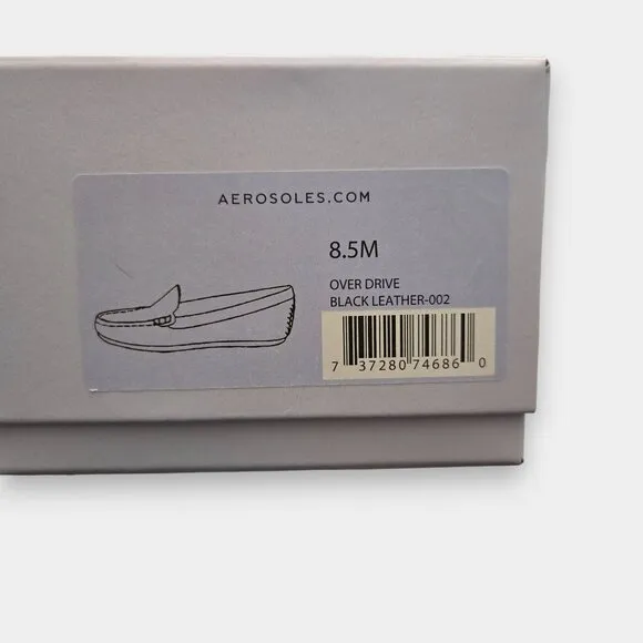 Aerosoles Womens Over Drive Round Toe Slip On Leather Moccasins Black 8.5 NIB