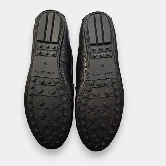 Aerosoles Womens Over Drive Round Toe Slip On Leather Moccasins Black 8.5 NIB