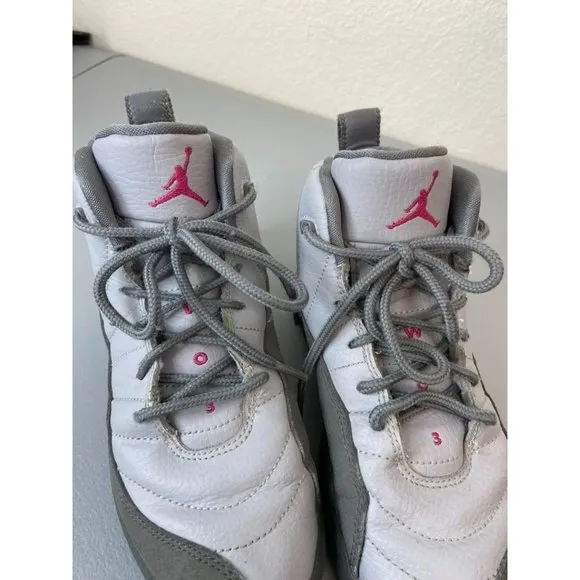 Air Jordan 12 retro PS‎ wolf grey vivid pink youth 13.5c high top sneaker