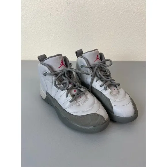 Air Jordan 12 retro PS‎ wolf grey vivid pink youth 13.5c high top sneaker