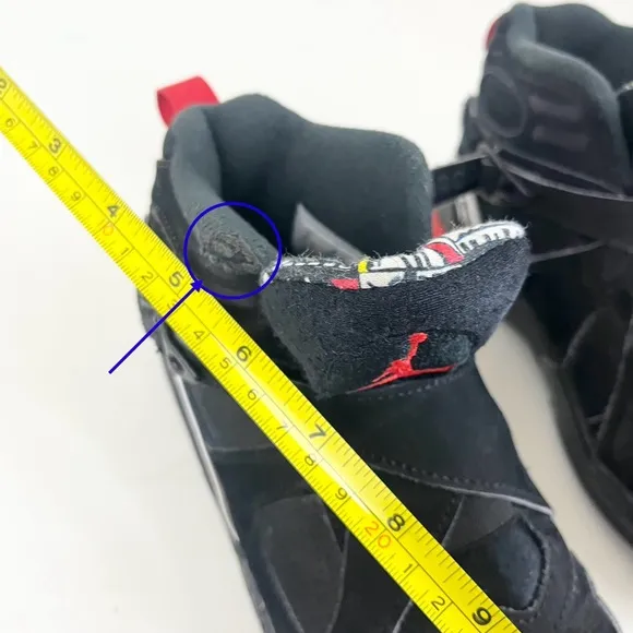 AIR JORDAN 8 RETRO Black Leather Hi-Top Sneakers 305369-062 Sz 2Y
