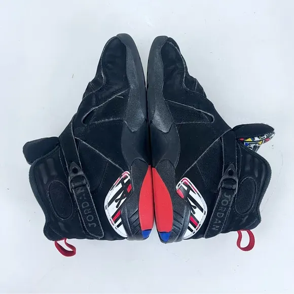 AIR JORDAN 8 RETRO Black Leather Hi-Top Sneakers 305369-062 Sz 2Y