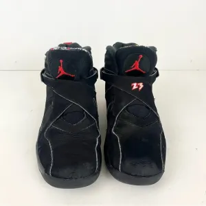 AIR JORDAN 8 RETRO Black Leather Hi-Top Sneakers 305369-062 Sz 2Y