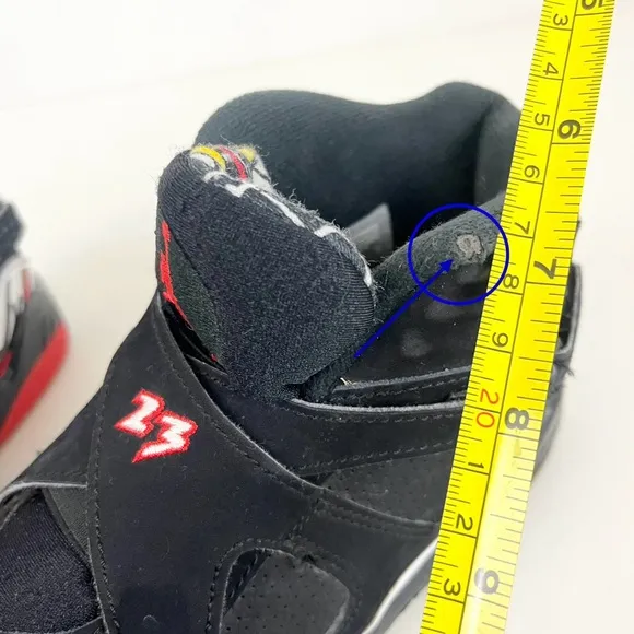 AIR JORDAN 8 RETRO Black Leather Hi-Top Sneakers 305369-062 Sz 2Y