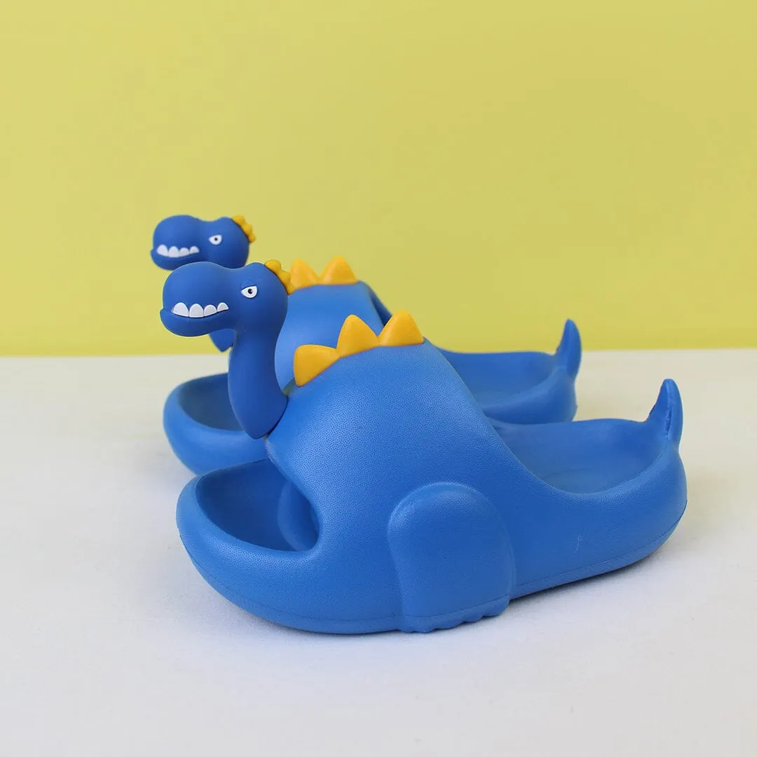 Attractive Blue Dino Flat Slides
