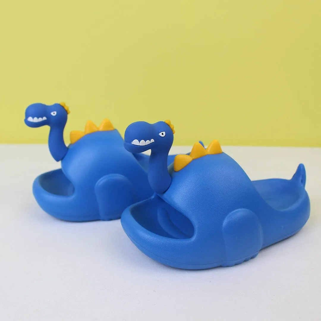 Attractive Blue Dino Flat Slides