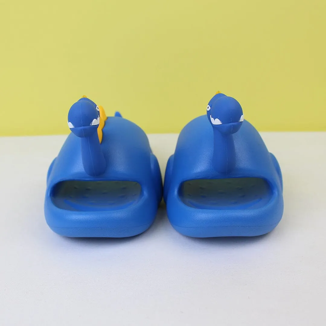 Attractive Blue Dino Flat Slides