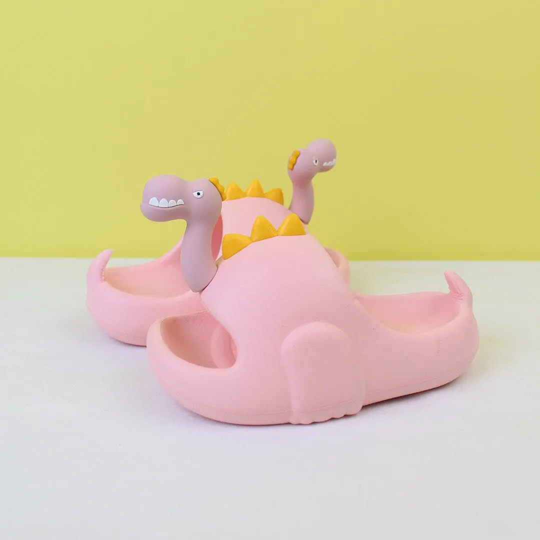 Attractive Pink Dino Flat Slides
