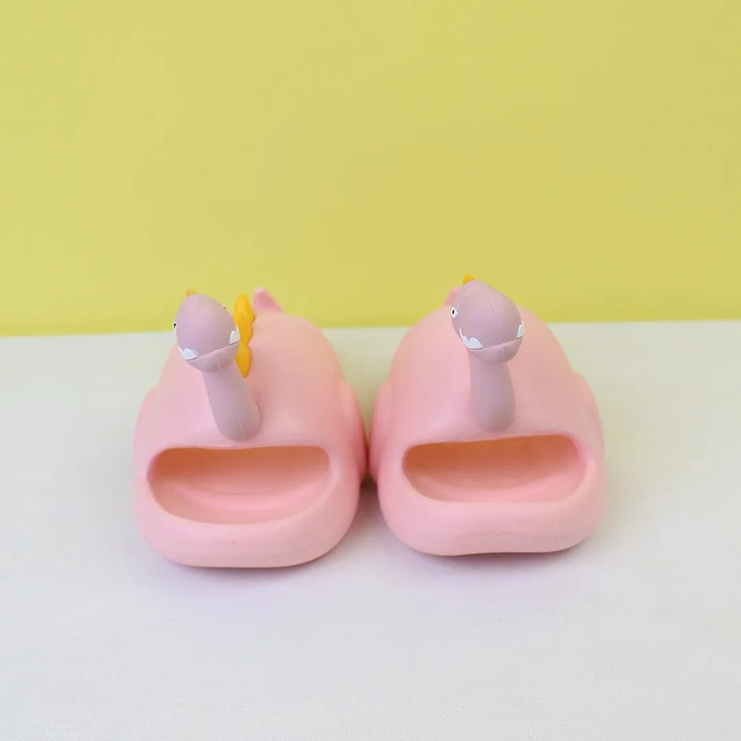 Attractive Pink Dino Flat Slides