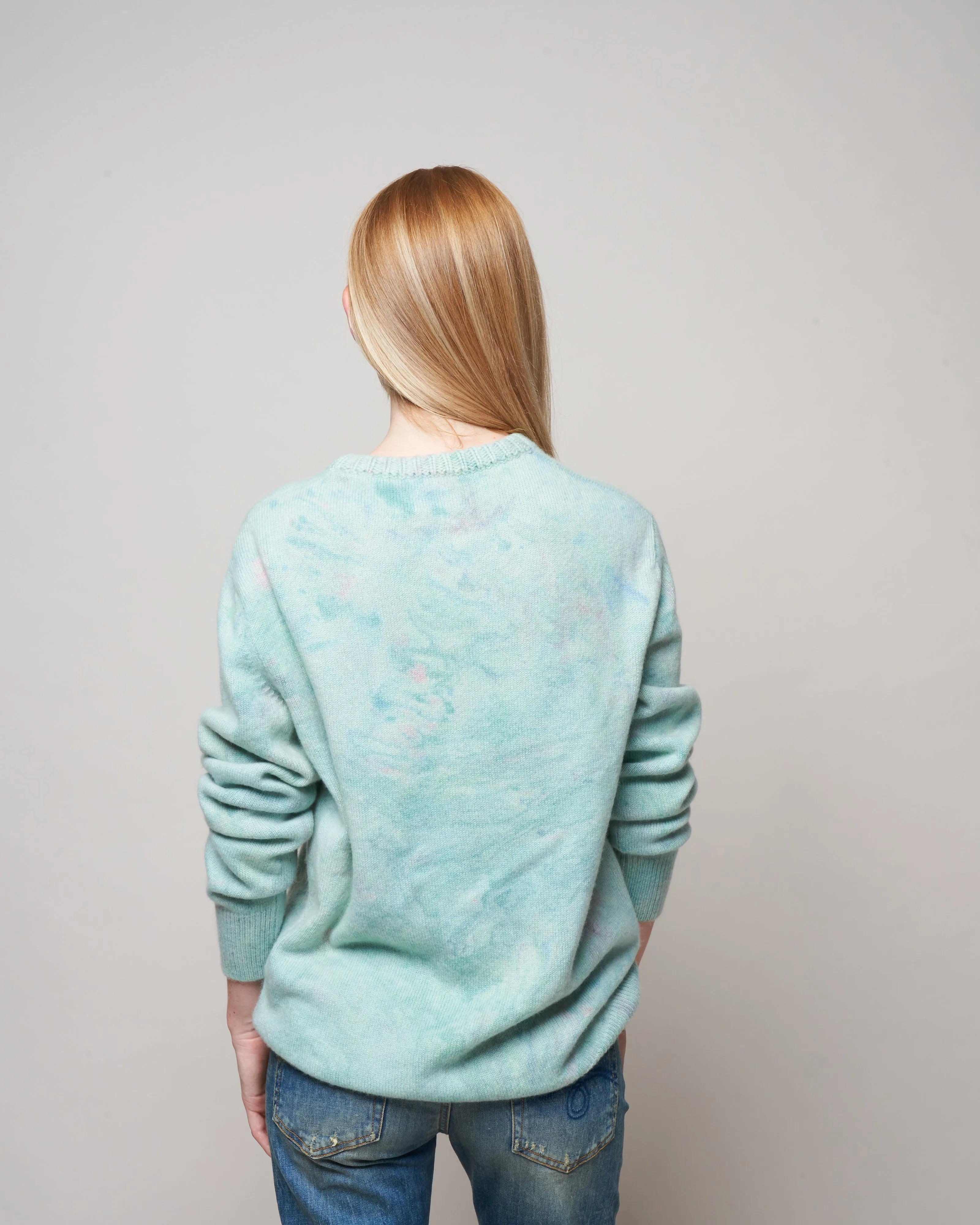 baby marble dye crew sweater - pink/blue/yellow
