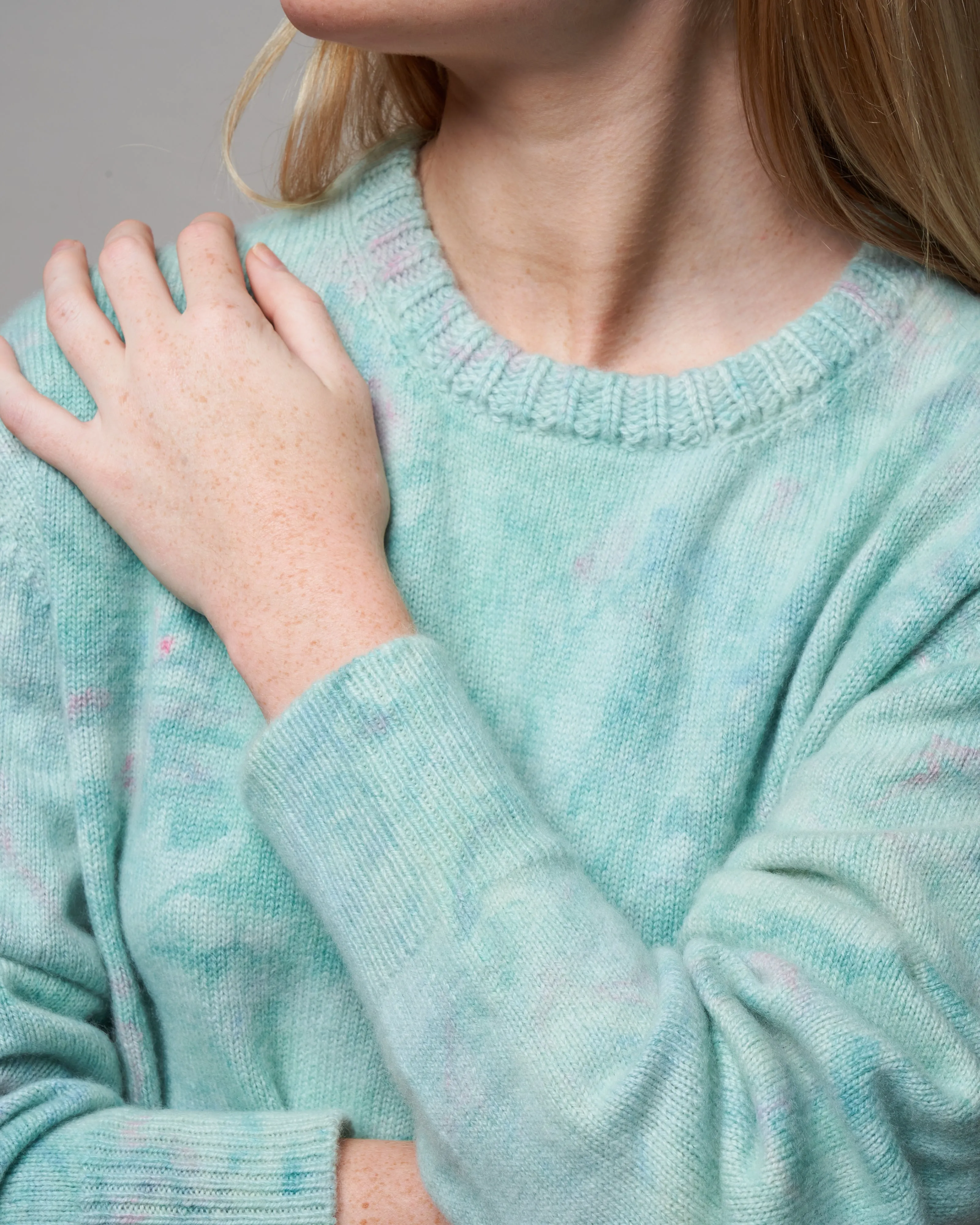 baby marble dye crew sweater - pink/blue/yellow