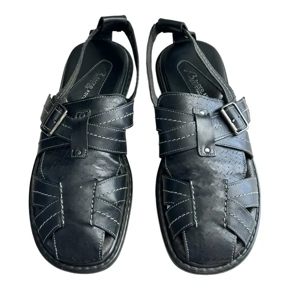 Bacco Bucci Men's Leather Closed Toe Strappy Sandals Black Size 10