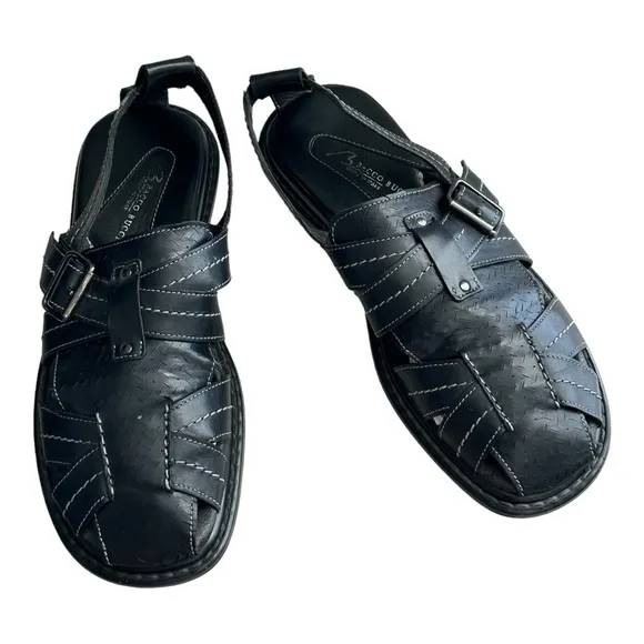 Bacco Bucci Men's Leather Closed Toe Strappy Sandals Black Size 10