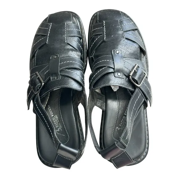 Bacco Bucci Men's Leather Closed Toe Strappy Sandals Black Size 10