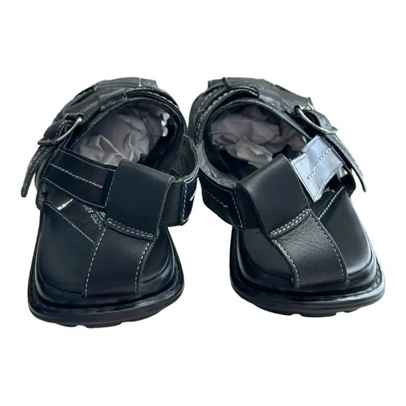 Bacco Bucci Men's Leather Closed Toe Strappy Sandals Black Size 10