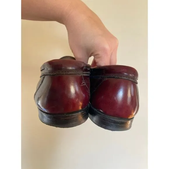 Bass Weejuns Size Men’s 9 1/2 Burgundy Cordovan Leather Tassel Kiltie Loafers