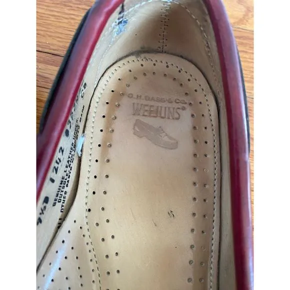 Bass Weejuns Size Men’s 9 1/2 Burgundy Cordovan Leather Tassel Kiltie Loafers