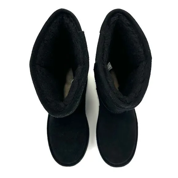BEARPAW &quot;EMMA&quot; BLACK SUEDE WOOL LINING WATERPROOF WINTER COLD WEATHER BOOTS Sz 4