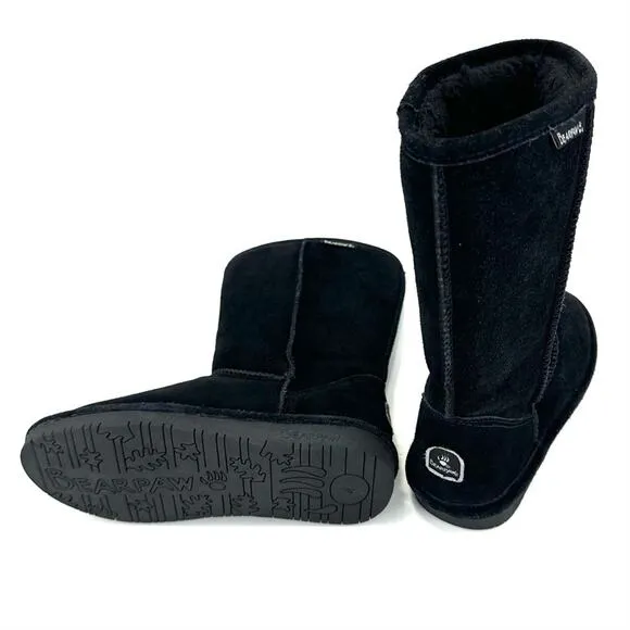 BEARPAW &quot;EMMA&quot; BLACK SUEDE WOOL LINING WATERPROOF WINTER COLD WEATHER BOOTS Sz 4