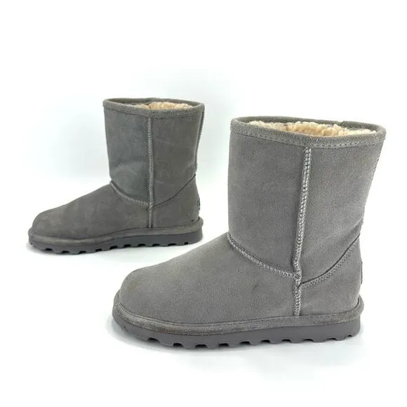 BEARPAW ELLE GRAY SUEDE WOOL LINING WATERPROOF WINTER SHORT BOOTS