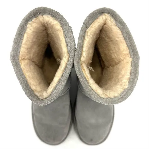BEARPAW ELLE GRAY SUEDE WOOL LINING WATERPROOF WINTER SHORT BOOTS