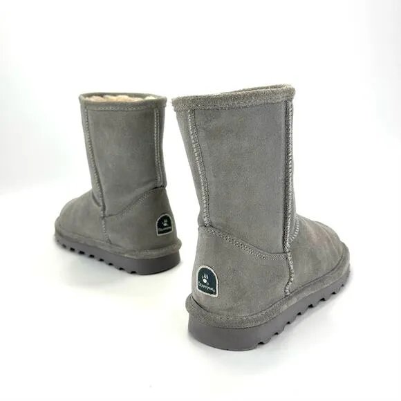 BEARPAW ELLE GRAY SUEDE WOOL LINING WATERPROOF WINTER SHORT BOOTS