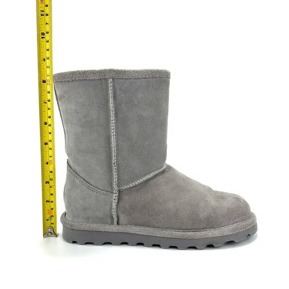 BEARPAW ELLE GRAY SUEDE WOOL LINING WATERPROOF WINTER SHORT BOOTS
