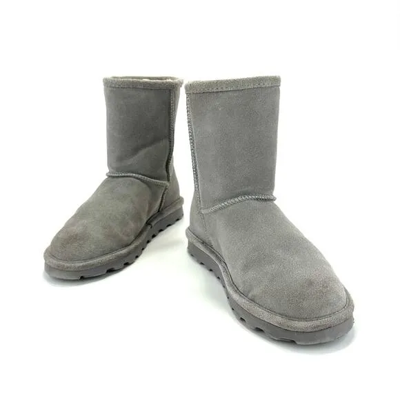 BEARPAW ELLE GRAY SUEDE WOOL LINING WATERPROOF WINTER SHORT BOOTS