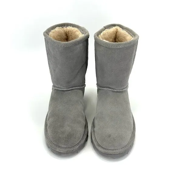 BEARPAW ELLE GRAY SUEDE WOOL LINING WATERPROOF WINTER SHORT BOOTS