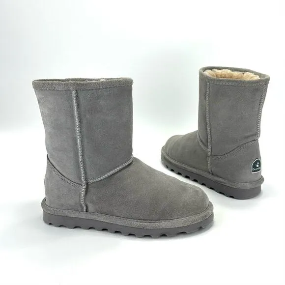 BEARPAW ELLE GRAY SUEDE WOOL LINING WATERPROOF WINTER SHORT BOOTS