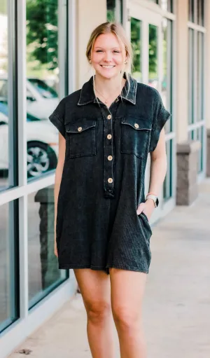 Been the Best Romper in Charcoal