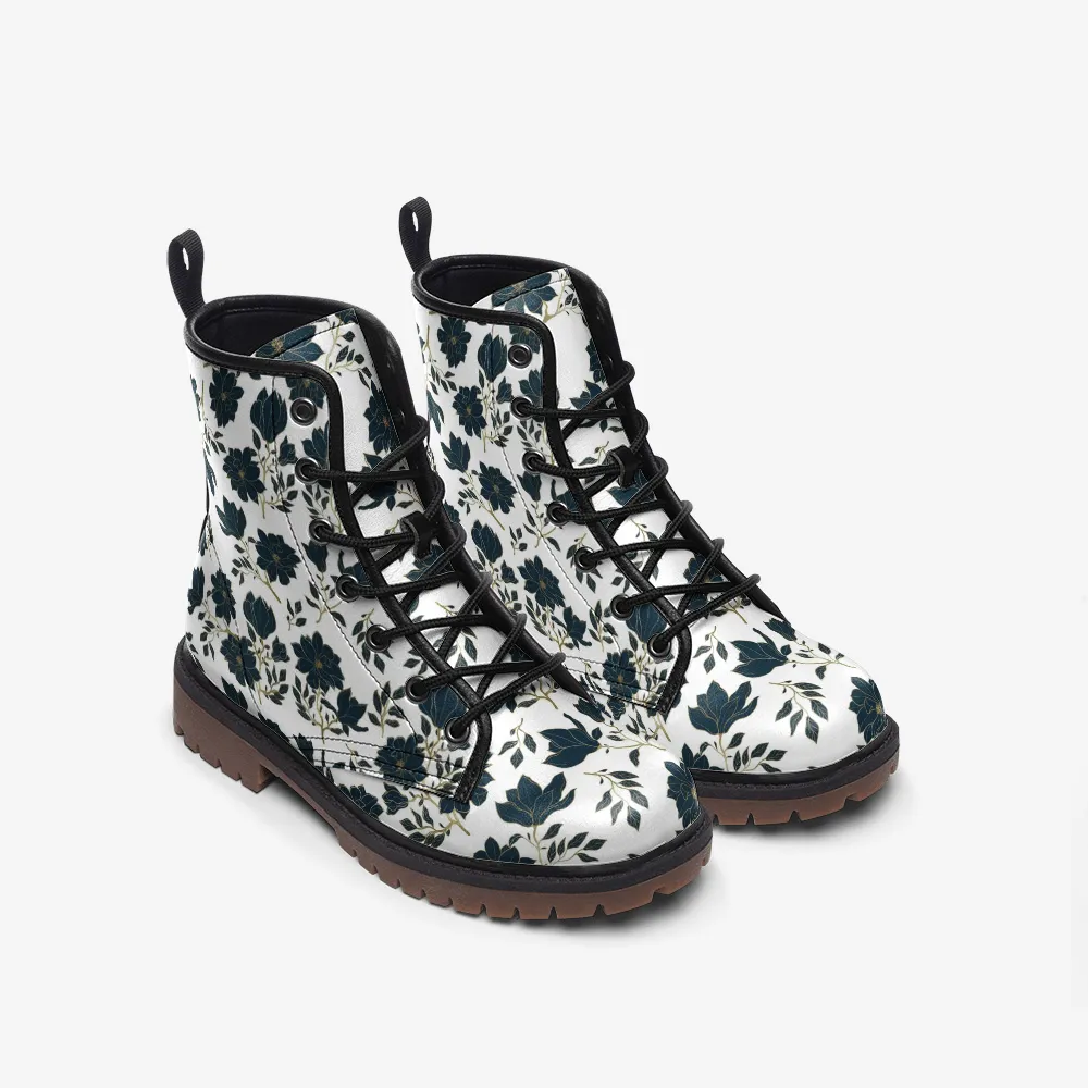 Bleu Floral Casual Leather Lightweight boots MT