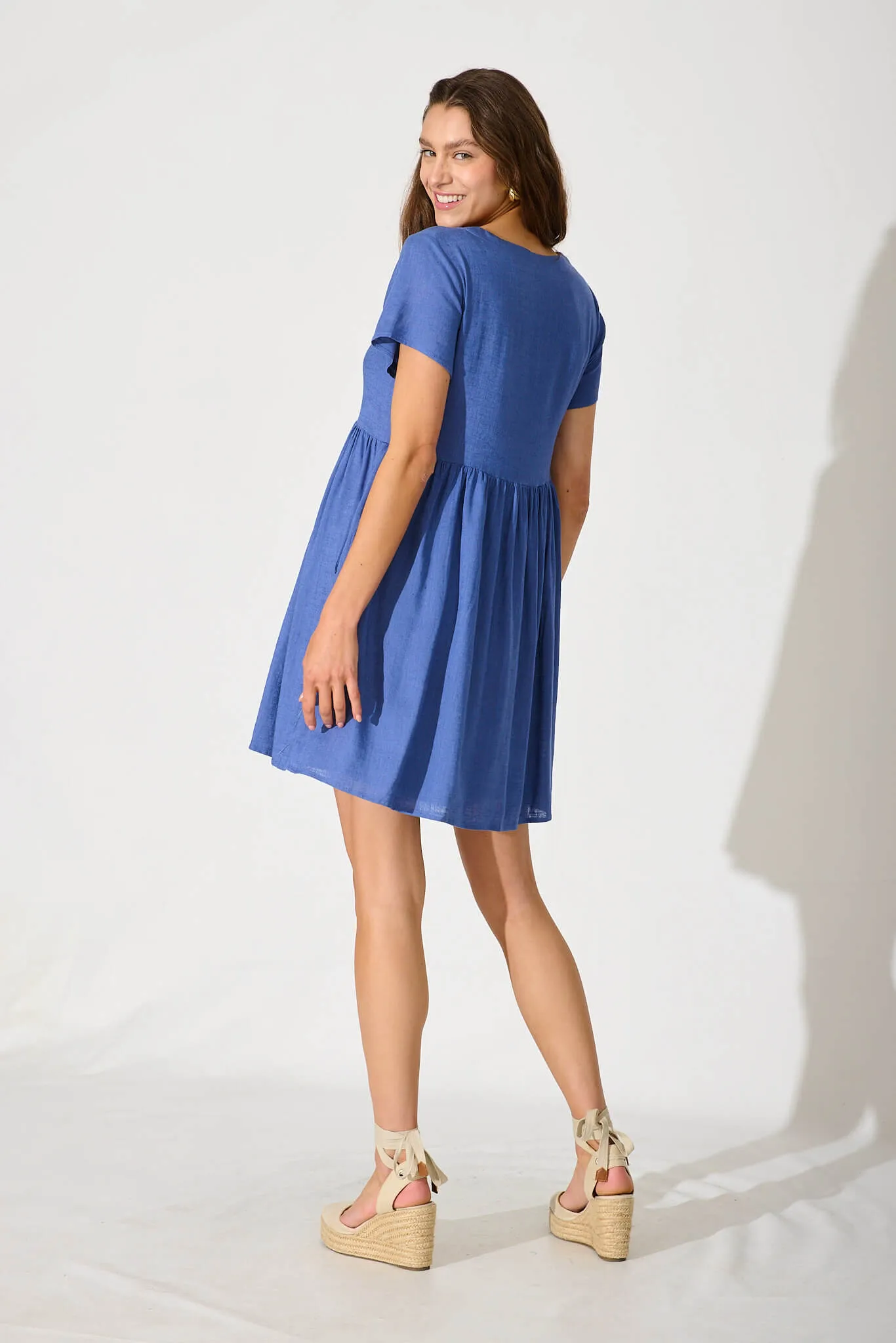 Blue Linen Blend Horizon Dress