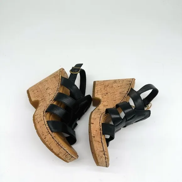Born Bernese Strappy Cage Open Toe Cork Wedge Sandals