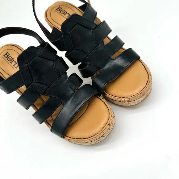 Born Bernese Strappy Cage Open Toe Cork Wedge Sandals