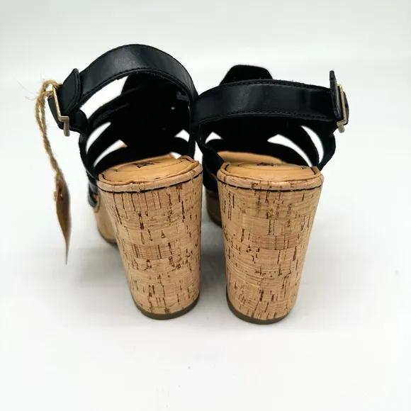 Born Bernese Strappy Cage Open Toe Cork Wedge Sandals