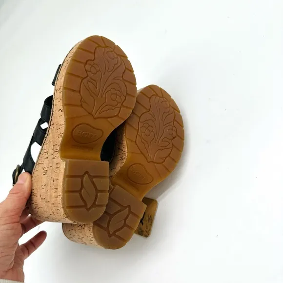 Born Bernese Strappy Cage Open Toe Cork Wedge Sandals