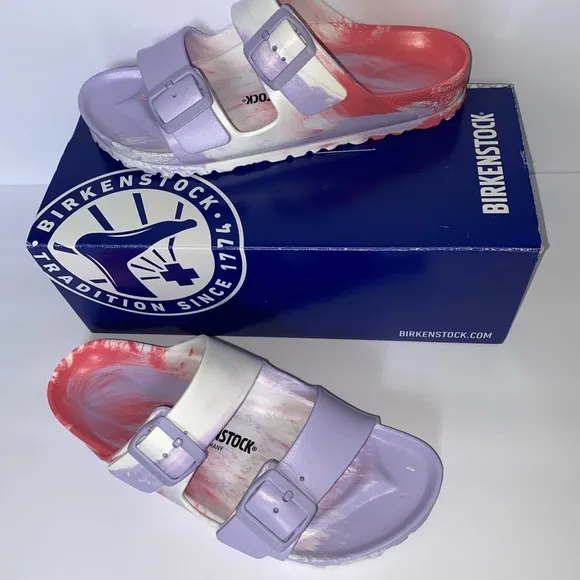 BRAND NEW! Birkenstock Purple Fog &amp; Pink Sandals, waterproof women’s size 8
