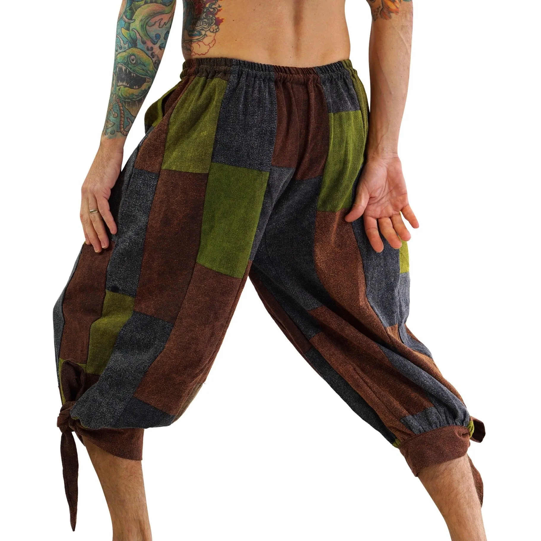'Buccaneer' Pirate Pants - Stone Patchwork