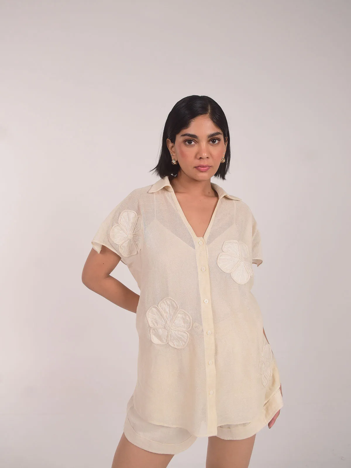 Cam Applique Cotton Net Set