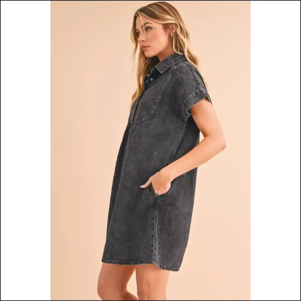 Chic Black Mini Denim Dress: Denim , Darling! 😈 Needful Things Approved