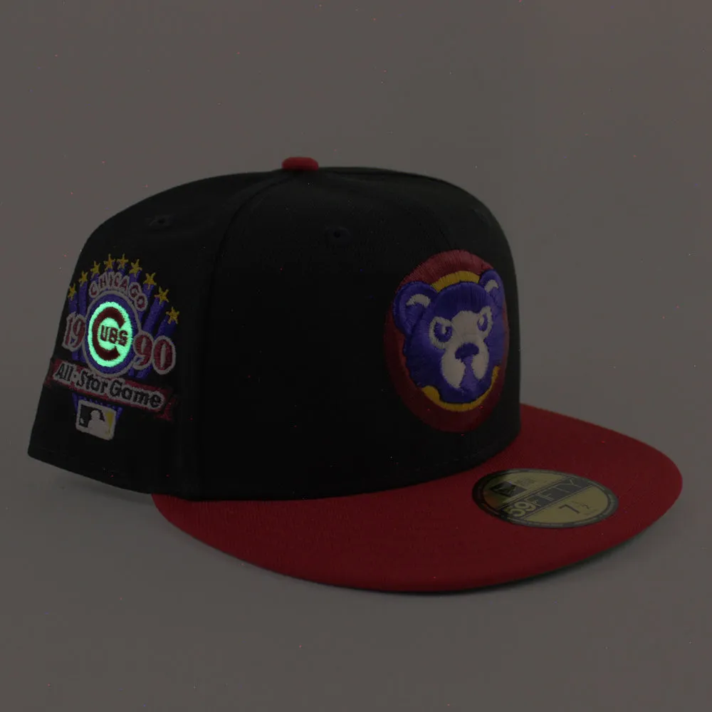 Chicago Cubs 1990 All Star Game New Era 59Fifty Fitted Hat (Black Scarlet Red Green Under Brim)