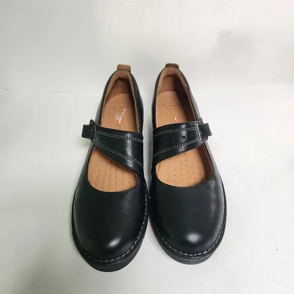 Clarks Artisan New Un Briarcrest MaryJane Black Leather Loafers Size 10M