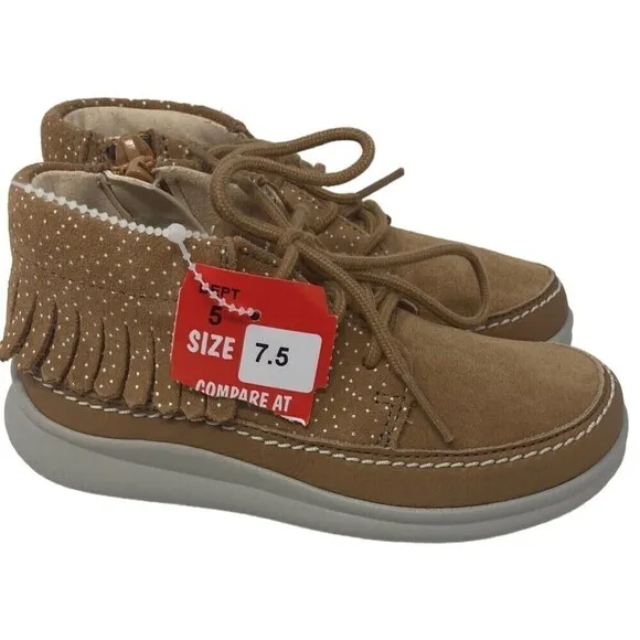 Clarks Girls Tan Moccasins 7.5 M Leather NEW NIB