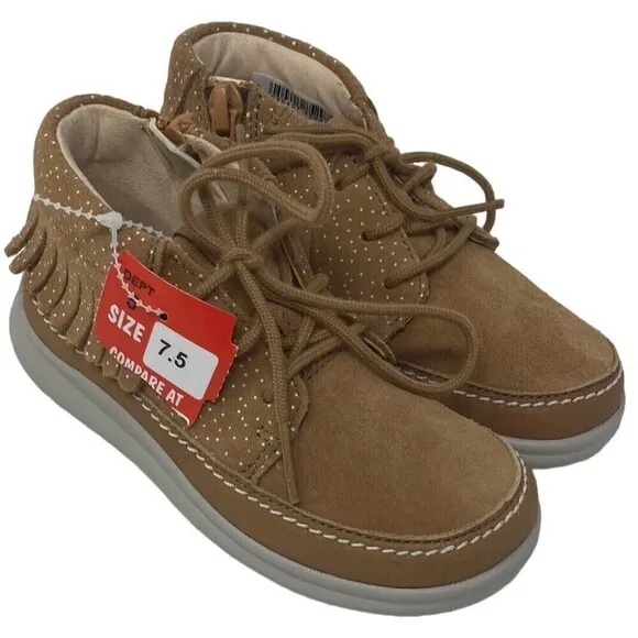 Clarks Girls Tan Moccasins 7.5 M Leather NEW NIB