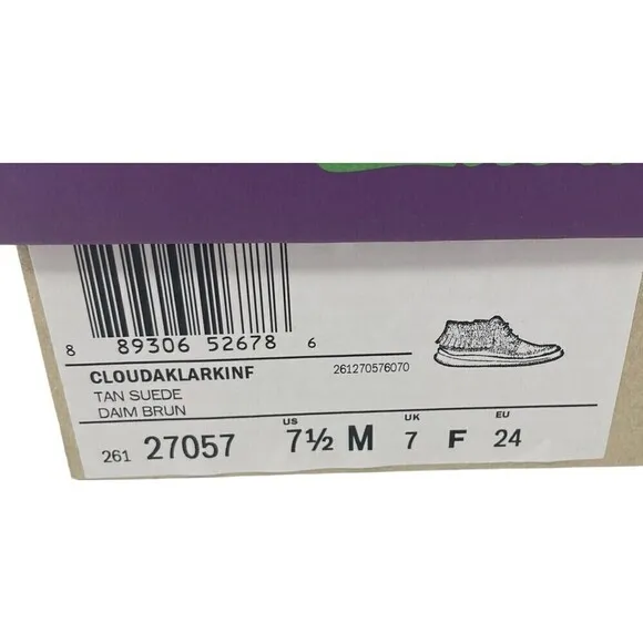 Clarks Girls Tan Moccasins 7.5 M Leather NEW NIB