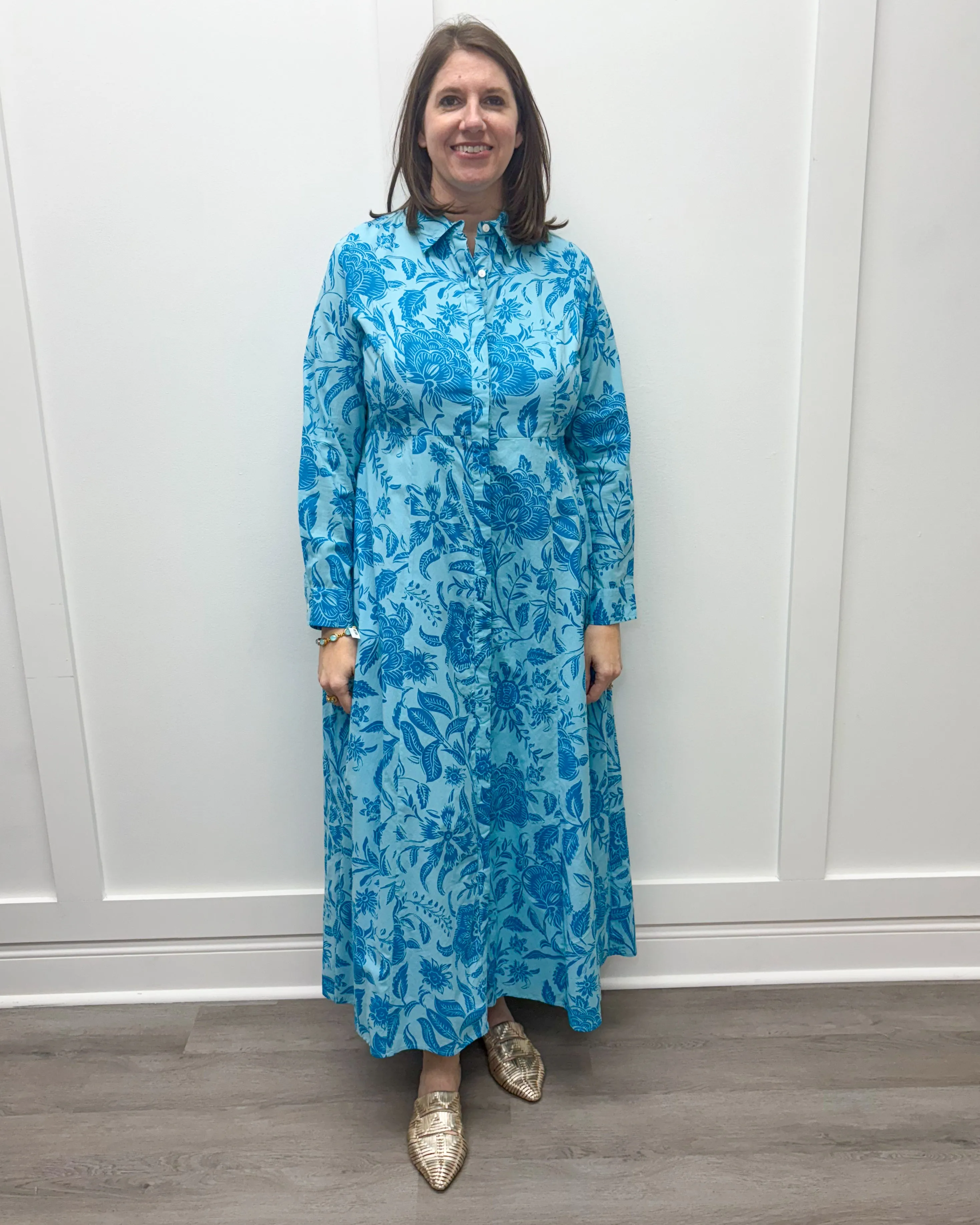 Classic Shirtdress - Blue Blossoms