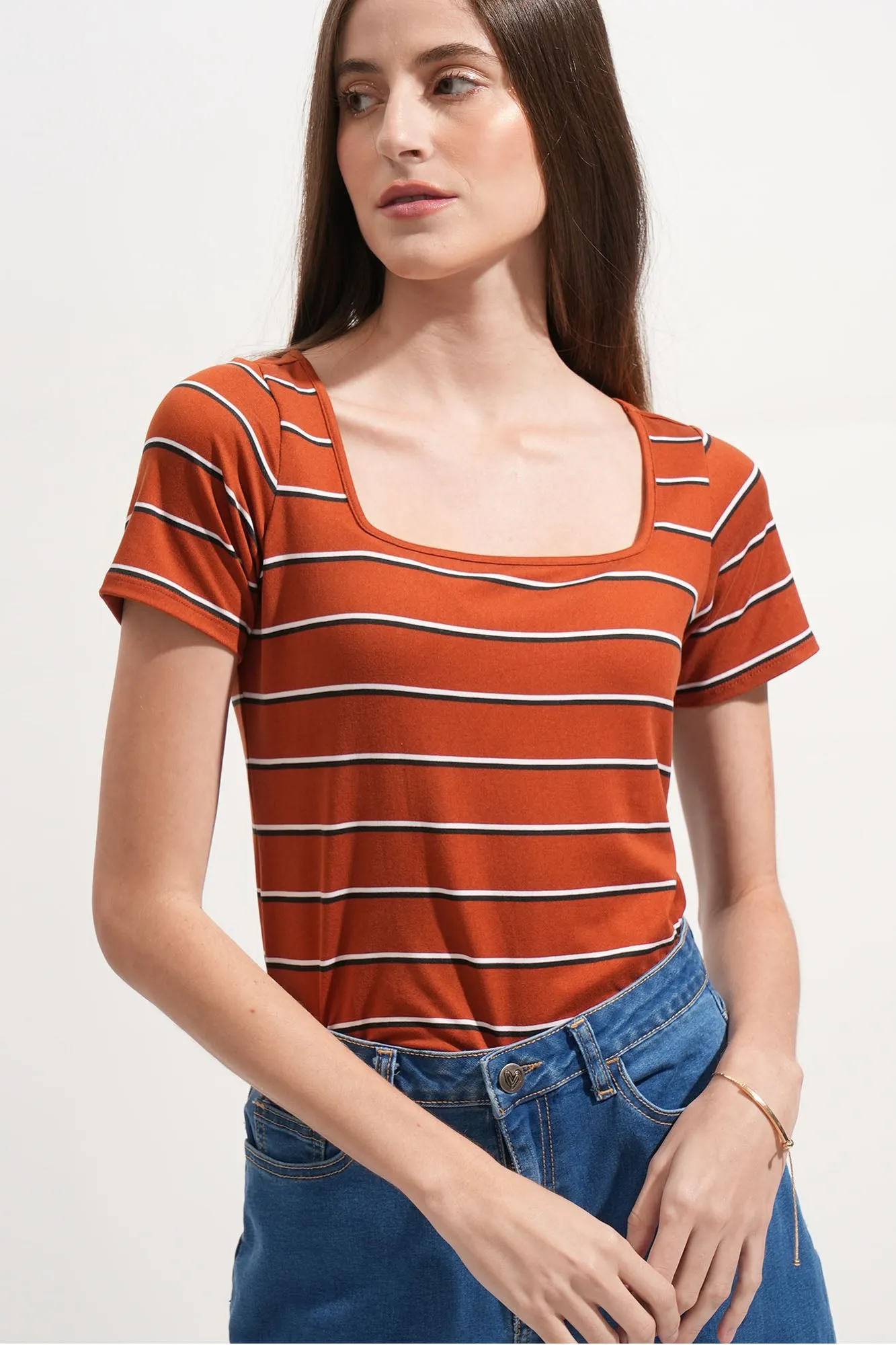 Closet Staples Striped Square Neck Tee