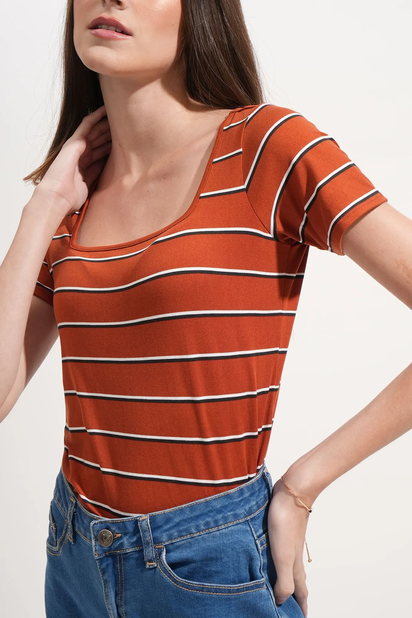 Closet Staples Striped Square Neck Tee